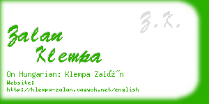 zalan klempa business card